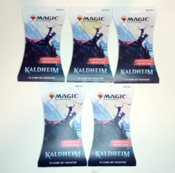 Magic The Gatering Kaldheim 12 Card Sleeved Set Booster Pack Lot of 5 - Image 2