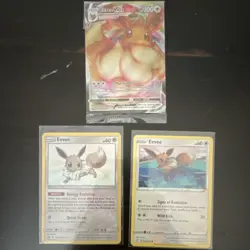 Pokemon Eevee Basic & VMAX Card Lot Sword & Shield Set - 3 Cards - Image 1