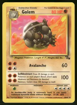 Golem 36/62 Fossil Pokemon Card - Image 1
