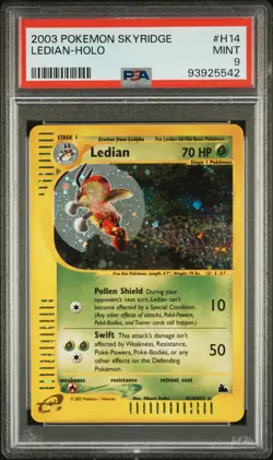 PSA 9 LEDIAN H14/H32 | E-Series Skyridge Crystal Holo Pokemon Card - Image 1