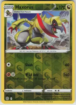 Pokemon Haxorus 112/172 SWSH09: Brilliant Stars LP card Reverse Holo - Image 1