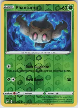 Pokemon Phantump 014/192 SWSH02: Rebel Clash LP card Reverse Holo - Image 1