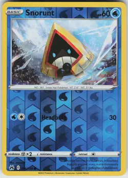 Pokemon Snorunt 034/159 Crown Zenith LP card Reverse Holo - Image 1