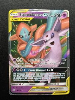 Pokemon: Espeon & Deoxys GX TAG TEAM 72/236 Ultra Rare Unified Minds - Image 1
