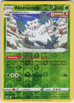 Pokemon Abomasnow 010/198 SWSH06: Chilling Reign LP card Reverse Holo - Image 1