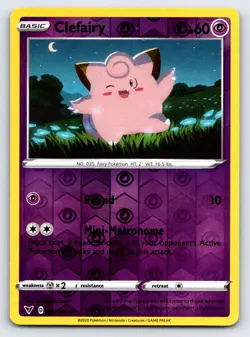 Clefairy 063/185 Common Vivid Voltage Pokemon Reverse Holo Near Mint - Image 1