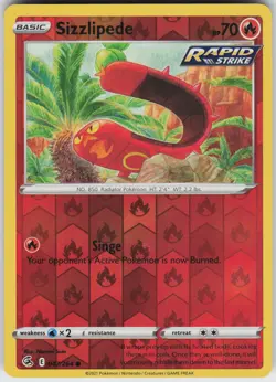 Pokemon Sizzlipede (47) 047/264 SWSH08: Fusion Strike LP card Reverse Holo - Image 1