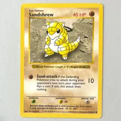 Sandshrew 62/102 Shadowless Text Error Misprint Pokemon WOTC Base Set 1999 LP - Image 1