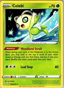 Celebi 003/072 Rare Shining Fates Pokemon Lightly Played - Image 1