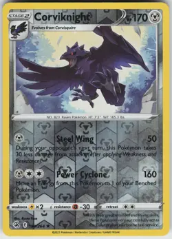 Pokemon Corviknight 190/264 SWSH08: Fusion Strike LP card Reverse Holo - Image 1