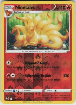 Pokemon Ninetales 018/195 SWSH12: Silver Tempest LP card Reverse Holo - Image 1