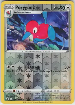 Pokemon Porygon2 117/198 SWSH06: Chilling Reign LP card Reverse Holo - Image 1
