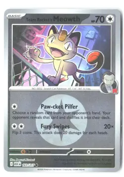 TEAM ROCKET'S MEOWTH (ENERGY SYMBOL) 161/217 Ascended Heroes Reverse Holo NM - Image 2