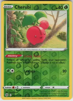 Pokemon Cherubi 012/172 SWSH09: Brilliant Stars LP card Reverse Holo - Image 1