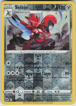 Pokemon Scizor 086/159 Crown Zenith LP card Reverse Holo - Image 1