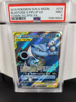 Pokemon TCG PSA 9 Blastoise & Piplup GX PSA 214/236 Cosmic Eclipse - Image 3