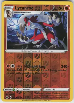 Pokemon Lycanroc 074/159 Crown Zenith LP card Reverse Holo - Image 1