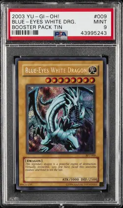 2003 YU-GI-OH! BOOSTER PACK TIN #009 BLUE-EYES WHITE DRAGON PSA 9 - Image 1