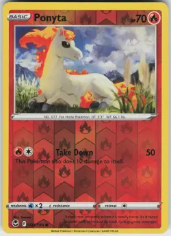 Pokemon Ponyta 021/195 SWSH12: Silver Tempest LP card Reverse Holo - Image 1