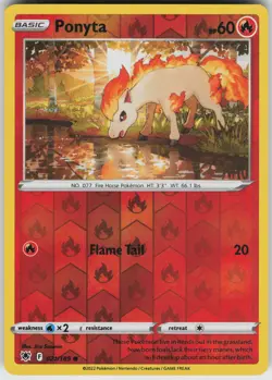 Pokemon Ponyta 021/189 SWSH10: Astral Radiance LP card Reverse Holo - Image 1