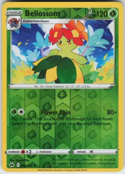 Pokemon Bellossom 003/159 Crown Zenith LP card Reverse Holo - Image 1
