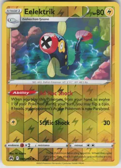 Pokemon Eelektrik 048/159 Crown Zenith LP card Reverse Holo - Image 1