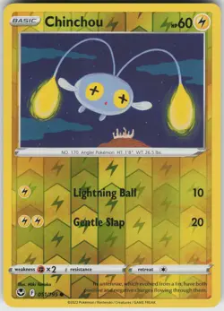 Pokemon Chinchou 051/195 SWSH12: Silver Tempest LP card Reverse Holo - Image 1