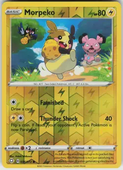 Pokemon Morpeko (036) 036/072 Shining Fates LP card Reverse Holo - Image 1