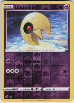 Pokemon Lunatone 062/159 Crown Zenith LP card Reverse Holo - Image 1