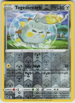 Pokemon Togedemaru 127/195 SWSH12: Silver Tempest LP card Reverse Holo - Image 1