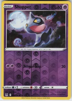 Pokemon Shuppet 072/196 SWSH11: Lost Origin LP card Reverse Holo - Image 1