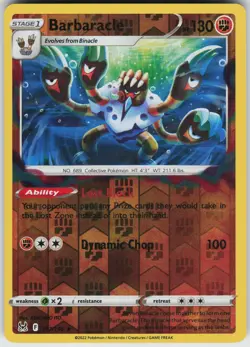 Pokemon Barbaracle 107/196 SWSH11: Lost Origin LP card Reverse Holo - Image 1