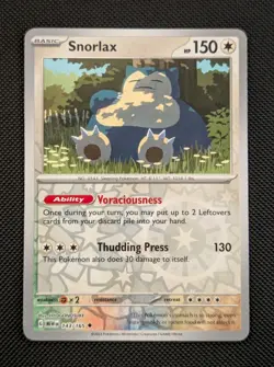 Pokemon TCG Snorlax 143/165 Scarlet & Violet 151 Reverse Holo NM - Image 1