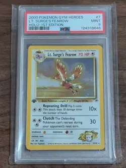 PSA 9 Pokemon TCG Pokemon Lt. Surge's Fearow Holo Rare Holo 7/132 1st Edition - Image 1