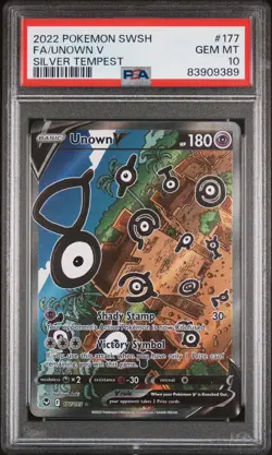 Pokemon Unown V Sword & Shield: Silver Tempest 177/195 PSA 10 - Image 2