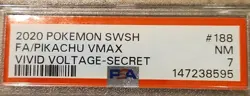 Pokemon Pikachu VMAX Secret Rare Full Art Holo 188/185 Vivid Voltage PSA 7 2020 - Image 2