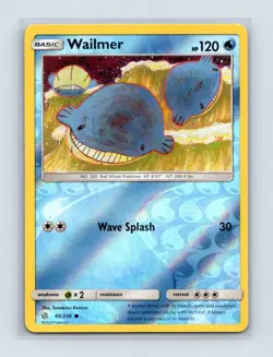 Wailmer 45/236 Common Cosmic Eclipse Pokemon Reverse Holo Lightly Played - Image 1