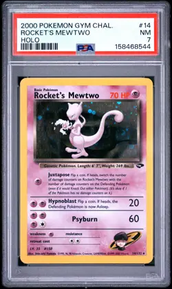 2000 POKEMON GYM CHALLENGE HOLO #14 ROCKET'S MEWTWO PSA 7 - Image 1