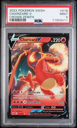 POKEMON 2023 Crown Zenith SWSH CHARIZARD V #018 PSA 9 Mint RARE - Image 1