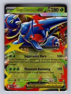Mega Heracross ex 004/094 Double Rare Phantasmal Flames Pokemon Holo Near Mint - Image 1
