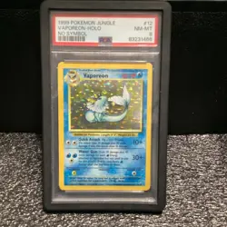 Pokemon TCG Vaporeon 12/64 Jungle Holo Rare No Symbol English 1999 PSA 8 - Image 1