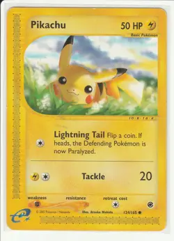 Pikachu 124/165 Expedition Base Set Pokemon Card 2002 LP- - Image 1