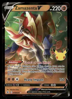 Pokemon Cards Zamazenta V 018/025 Celebrations Holo V Rare NM - Image 1