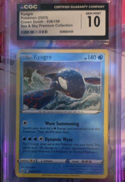 Pokemon Kyogre CGC 10 SWSH Crown Zenith 036/159 Sea & Sky Premium Holo Rare - Image 1