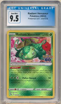2022 Pokemon Go Radiant Venusaur Shiny Holo Rare #004/078 CGC 10 GEM MINT - Image 1