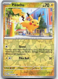 Pikachu 018/091 Common Paldean Fates Pokemon Reverse Holo Near Mint - Image 1