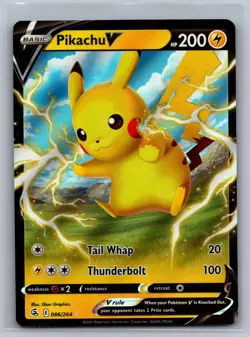 Pikachu V 086/264 Holo V Rare Fusion Strike Pokemon Near Mint - Image 1