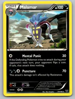 Malamar 77/146 Rare XY Pokemon Lightly Played - Image 1