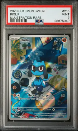 2023 POKEMON SVI EN-SCARLET & VIOLET ILLUSTRATION RARE #215 RIOLU PSA 9 - Image 1