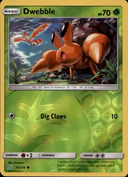 Dwebble 10/236 Common Unified Minds Pokemon Reverse Holo Near Mint - Image 1